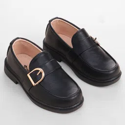 Cute Walk by Babyhug Slip On Solid Coloured Loafers - Black image 2