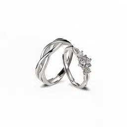 J.S ENTERPRISES Unisex Set of 2 Stainless Steel Artificial Stones Studded Finger Rings-picture-22