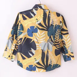 Dapper Dudes Full Sleeves Leaves Printed Shirt With Attached Tee - Yellow image 3