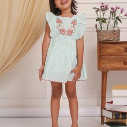 Budding Bees Embroidered Flutter Sleeve Fit & Flare Midi Dress-picture-36
