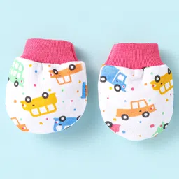 Ben Benny Interlock Knit Cap Mittens & Booties Set with Vehicle Print White - Diameter 8.5 cm image 4
