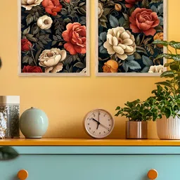 Kotart Brown & Red 2 Pieces Wooden Floral and Botanical Wall Arts image 3