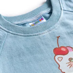 BUMZEE Knit Full Sleeves Kitty Printed Pullover Sweatshirt - Multicolor image 5