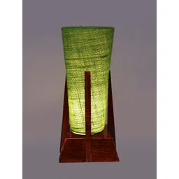 Devansh Green & Brown Jute Conical Wooden Floor Lamp image 5