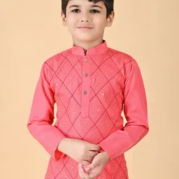 BAESD Boys Geometric Embroidered Kurta with Dhoti Pant image 5