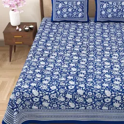 Myntra Elegant Homes Blue & White Floral Cotton 180TC Double King Bedsheet Set-2.75mx2.25m-picture-23