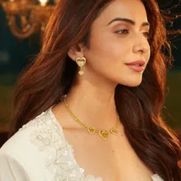 AccessHer Gold Plated American Diamond Studded Heart Choker Jewellery Set image 2