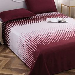 Story@home Maroon & White 240 TC Microfiber Queen Bedsheet Set 2.35 m x 2.50 m-picture-21