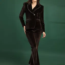 LURE URBAN Velvet Lapel Collar Blazer With Trousers Co-Ords Set-picture-13