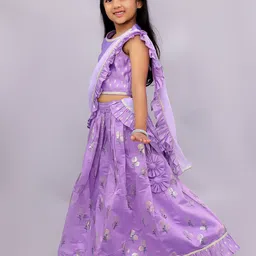 LIL DRAMA Kids-Girls Cotton Floral Lehenga Choli image 3