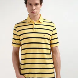 Tommy Hilfiger Men Striped Pure Cotton Polo Collar T-shirt-picture-30