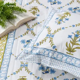 Rajasthan Decor White Printed Pure Cotton 144 TC Single Bedsheet Set 1.5 m x 2.25 m-picture-35