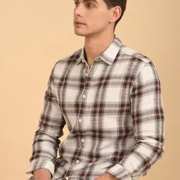 POE Men Tartan Checks Opaque Checked Casual Shirt-picture-34