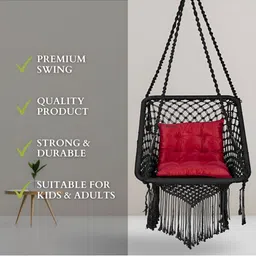 Swingzy Black & Pink Rectangle-Shaped Hammock Swing Chair With Cushion image 5