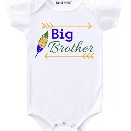 KNITROOT Half Sleeves Big Brother Print Onesie - White-image-82