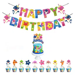 ZyoziShark Baby Birthday Decoration Kit With Cake Toppers - Pack of 12-image-23