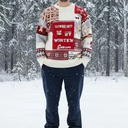 HERE&NOW Men Fair Isle Printed Pullover-picture-34