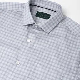 Peter England Elite Gingham Checked Spread Collar Pure Cotton Regular Fit Formal Shirt image 4