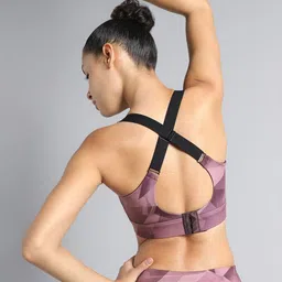 CULT Women Purple Feel The Beat Printed High Support Bra-picture-22