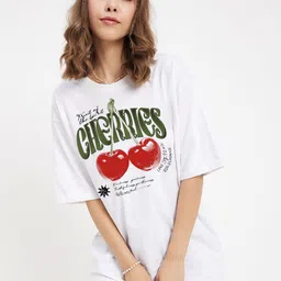 COLOR CAPITAL Women Typography Printed Drop-Shoulder Sleeves Applique T-shirt-image-48