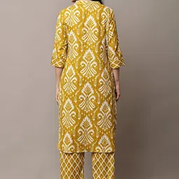 HERE&NOW Women Ethnic Motifs Printed Pure Cotton Kurta with Trousers & Dupatta image 4