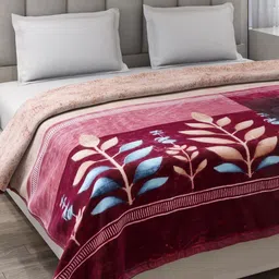 Monte Carlo Roman Pink & Blue Printed Heavy Winter 263 GSM Double Bed Blanket-picture-11