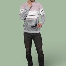 GRACIT Men Striped Woollen Pullover image 2