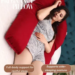 Siroki Bond Red Fibre Filled Faux Velvet Lightweight Maternity Pillow image 3