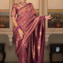 YAMUNE Woven Design Zari Pure Silk Handloom Banarasi Saree-picture-48