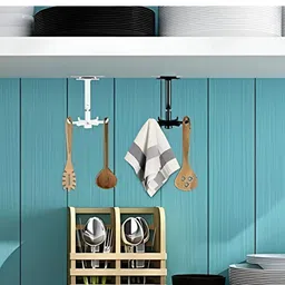 upkaranwale 2Pcs Black & White Adhesive Wall Hooks image 3