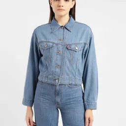 levi's Women's Solid Indigo Spread Collar Trucker Jacket image 2