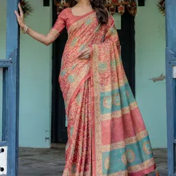 MAHARANI COUTURE Ethnic Printed Cotton Jamdani Saree With Tassels on Edges-picture-31