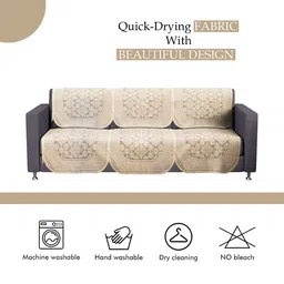Myntra Elegant Homes Cream-Coloured Cotton Sofa Cover image 4