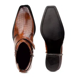 Bxxy Men Textured Height Increasing Elevator Party Block Heel Boots image 4