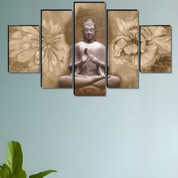 SAF Brown & Grey 5 Pieces Wood Religious Wall Paintings-picture-9
