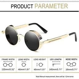 RICH CLUB Unisex Round Sunglasses with UV Protected Lens image 3