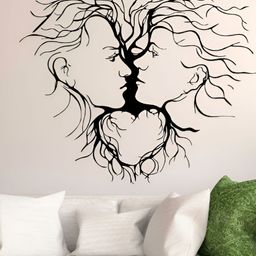 LANSTICK Black Couple FaceSelf Adhesive Wall Sticker-picture-23