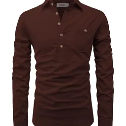 Edin Men Gold Cotton Solid Kurtas image 3