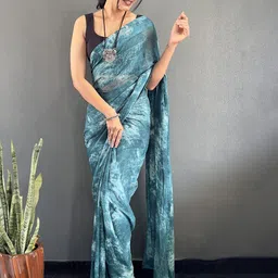 DIVASTRI Tie and Dye Pure Georgette Ready to Wear Saree image 4