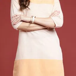 Anouk Rustic Striped Round Neck Pure Cotton Straight Kurta image 5