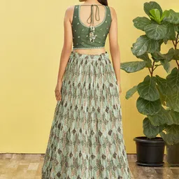 Zeel Clothing Embroidered Silk Sequinned Lehenga & Unstitched Blouse With Dupatta image 2