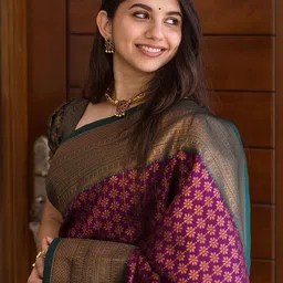 Sita Purple Silk Blend Woven Design Sarees image 5