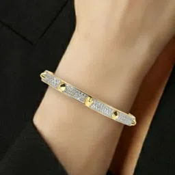 RKB Sales Women Cubic Zirconia Antique Gold-Plated Cuff Bracelet image 3