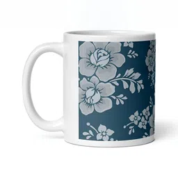 Mr UVD White & Blue Floral Printed Ceramic Glossy Mugs 350.0 ML-picture-26