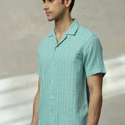 Mufti Men Cuban Collar Vertical Striped Casual Shirt image 2