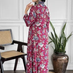 SZN Women Plus Size Floral Printed V-Neck Anarkali Kurta with Trousers & Dupatta image 2