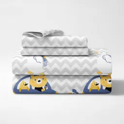 LORETO Grey Geometric 186 TC Bedsheet with 1 Pillow Covers image 2