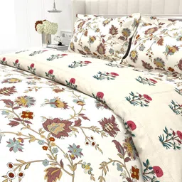 THE WHITE MOSS Maroon & Cream-Coloured Floral Microfiber Mild Winter 150 GSM Comforter image 3