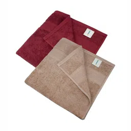 MYTRIDENT Red & Beige 2 Pieces Super Absorbent Pure Cotton 500 GSM Bath Towel image 5