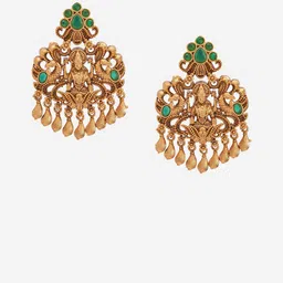 Kushal's Fashion Jewellery Gold-Plated Contemporary Antique Drop Earrings image 2